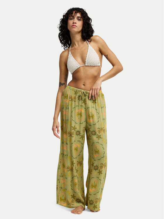 Billabong Billabong Riidest püksid Beach Spirit EBJNP00141 Roheline Wide Leg