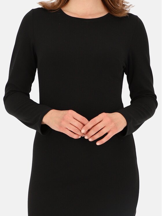 Perso Perso Sukienka codzienna z ozdobnym zamkiem na plecach Czarny Slim Fit