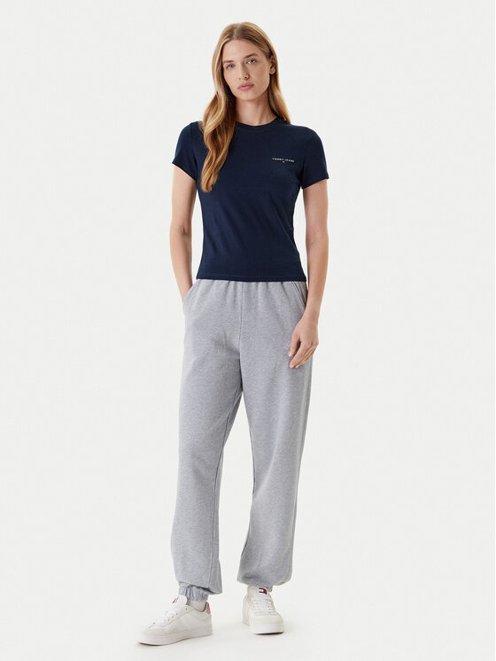 Tommy Jeans Tommy Jeans Marškinėliai Linear DW0DW21164 Tamsiai mėlyna Slim Fit