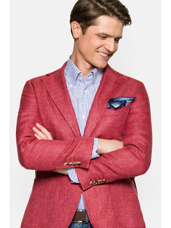 Lancerto Lancerto Marynarka Burgundia Czerwony Slim Fit