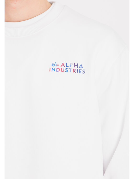 Alpha Industries Alpha Industries Bluza Holographic Small Logo Sweater Biały Regular Fit
