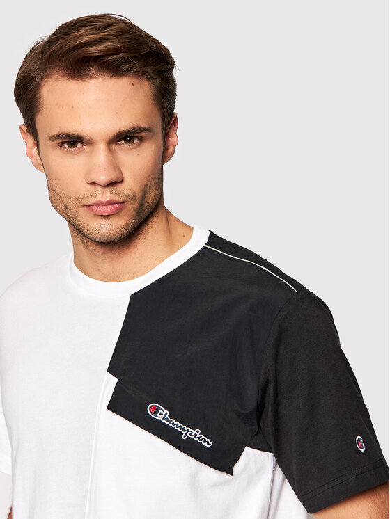 T-shirt Patchwork 216558 Bianco Regular Fit