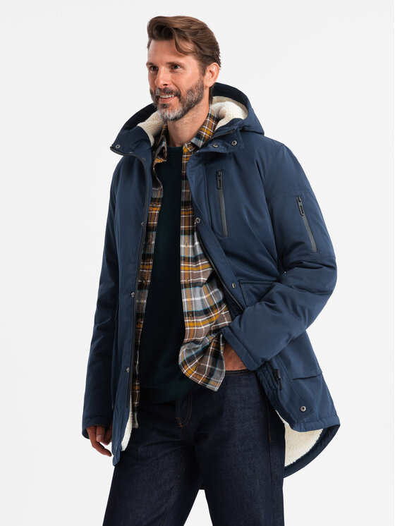 Ombre Ombre Parka 1OM-JALJ-018 Granatowy Regular Fit