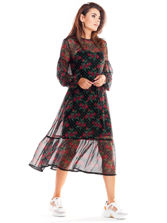 Awama Awama Sukienka A316 Kolorowy Basic Fit