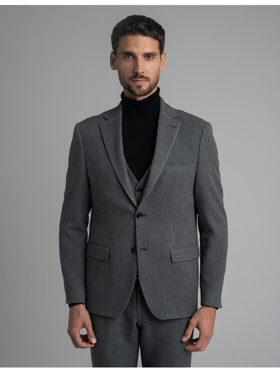 Borgio Borgio Marynarka porcari_sz Szary Slim Fit