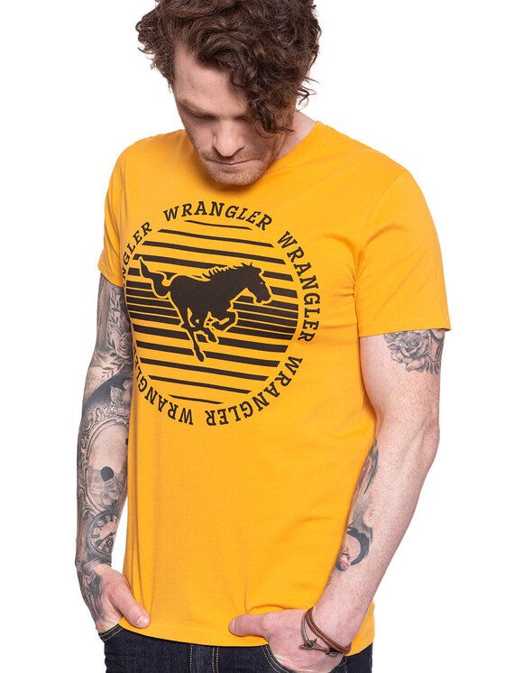 Wrangler Wrangler T-Shirt CIRCLE TEE Żółty Regular Fit