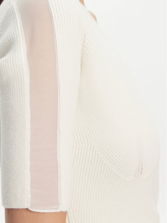 Elisabetta Franchi Elisabetta Franchi Sukienka dzianinowa AM-66S-51E2 Biały Regular Fit