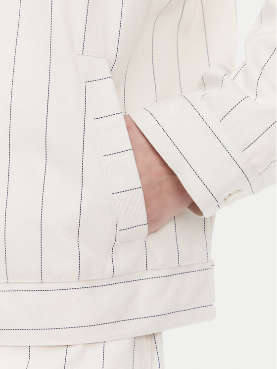 adidas adidas Πουκαμισοτζάκετ Pinstripe Harrington JJ3476 Λευκό Loose Fit