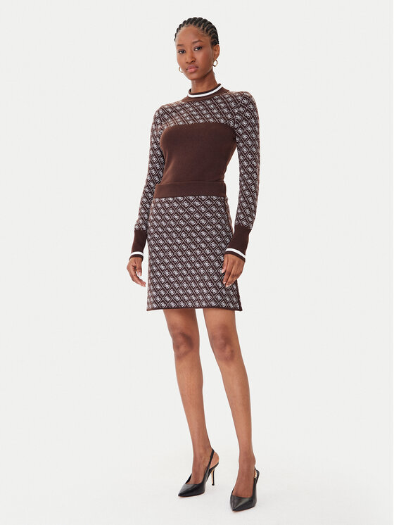 Guess Guess Džemper W5BR24 Z3JD2 Smeđa Slim Fit
