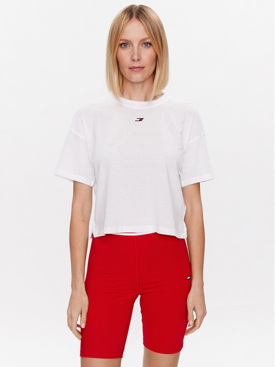 Tommy Hilfiger Tricou Essentials S10S101670 Alb Cropped Fit