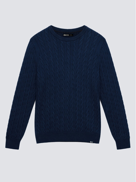 BIG STAR BIG STAR Sweter AMARIS Granatowy Basic Fit