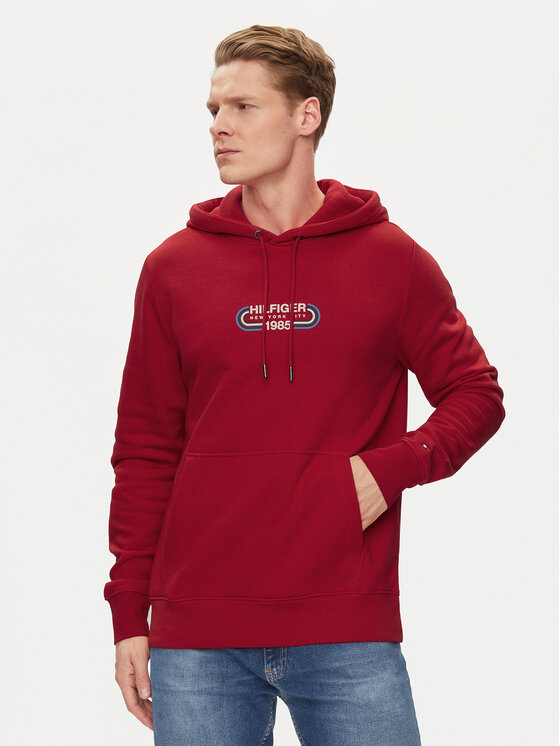 Tommy Hilfiger Bluză Track Graphic MW0MW34445 Roșu Regular Fit