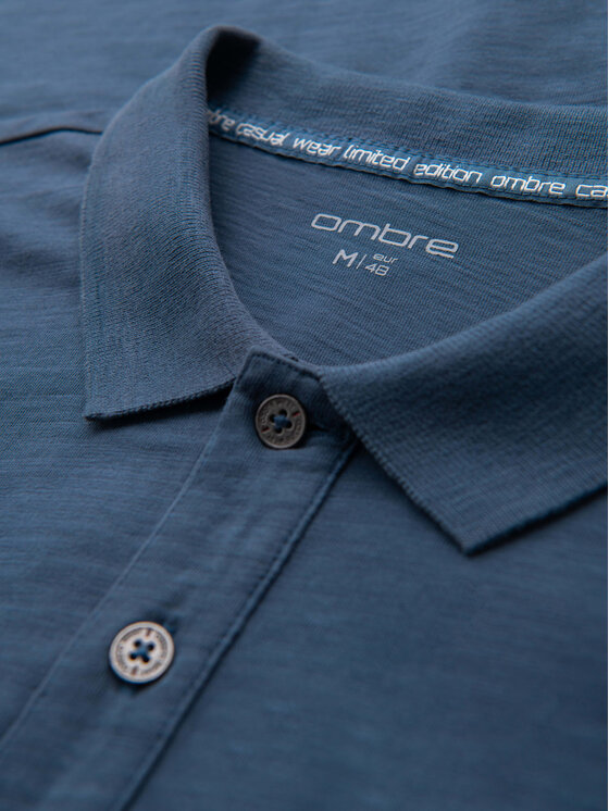 Ombre Ombre Polo OM-POWS-0142 Granatowy Regular Fit