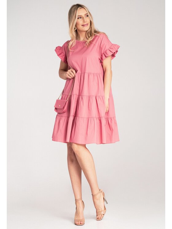 FIGL FIGL Sukienka koktajlowa M1182 Różowy A-Line Fit