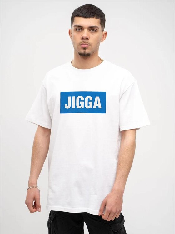 Jigga Wear Jigga Wear T-Shirt Koszulka Z Krótkim Rękawem Oversize Męska Biała / Niebieska Jigga Wear Frame M Czarny Oversize