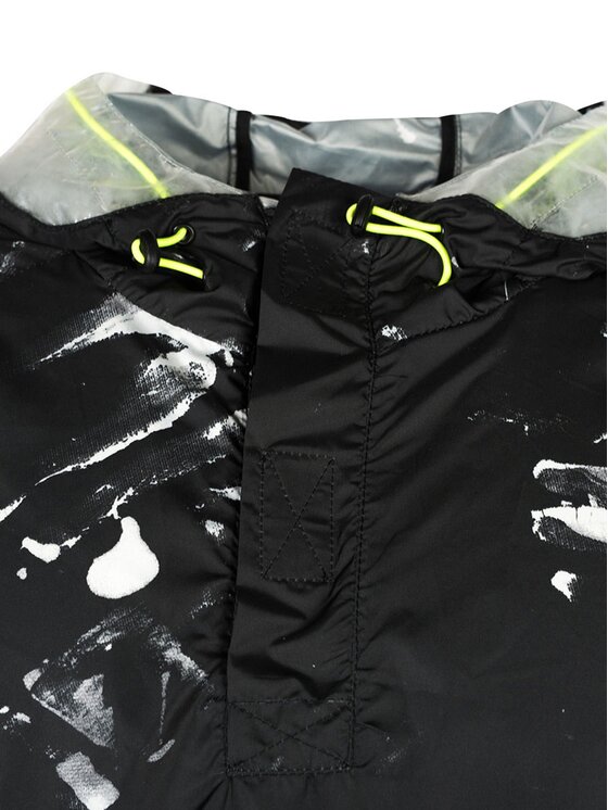 Les Hommes Les Hommes Giacca di transizione LHO357 258A | K Way Nero Regular Fit