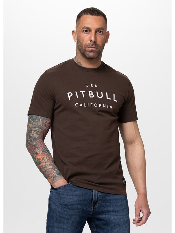 PITBULL PITBULL T-Shirt USA CAL Brązowy ciemny Regular Fit