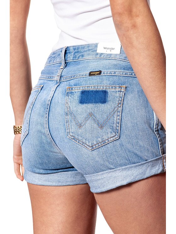 Wrangler Wrangler Szorty jeansowe BOYFRIEND Niebieski Slim Fit