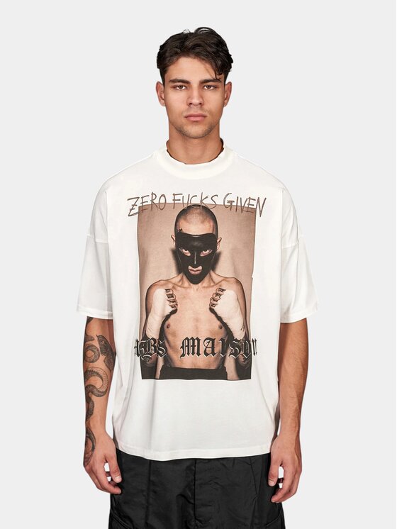 MADE BY SOCIETY MADE BY SOCIETY T-Shirt Zero Given - T17700 Biały Basic Fit