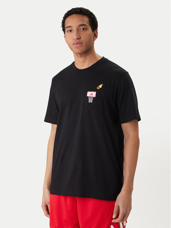 adidas Tricou Mini Embroidery Basketball Graphic KB2526 Negru Regular Fit