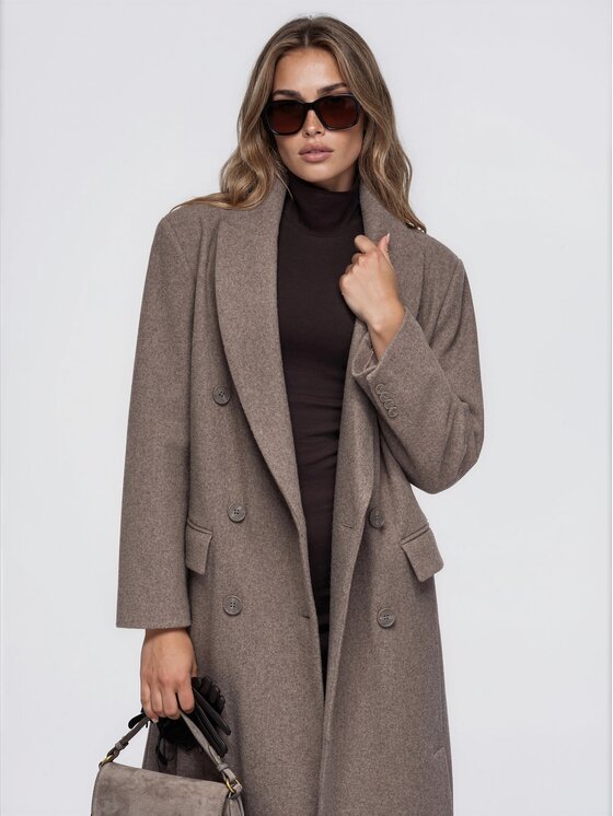 Ombre Ombre Płaszcz przejściowy OW-COLC-0130 Brązowy jasny Relaxed Fit