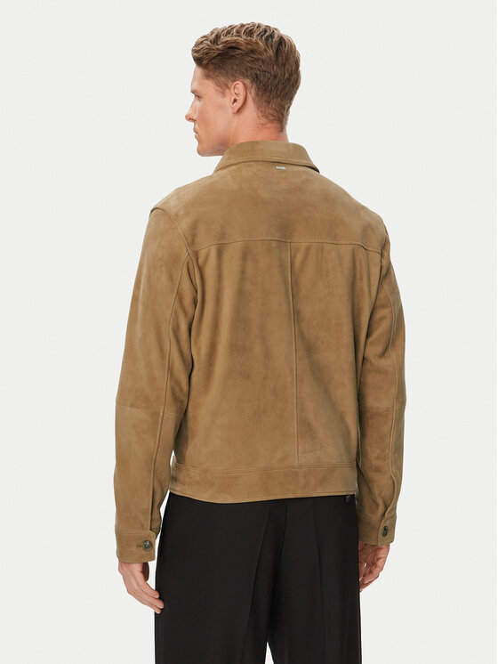 BOSS BOSS Kurtka skórzana H-Malbano7 50563869 Beżowy ciemny Regular Fit