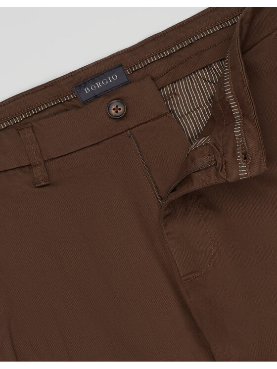 Borgio Borgio Spodnie materiałowe TAVOLETO_BR Brązowy Slim Fit
