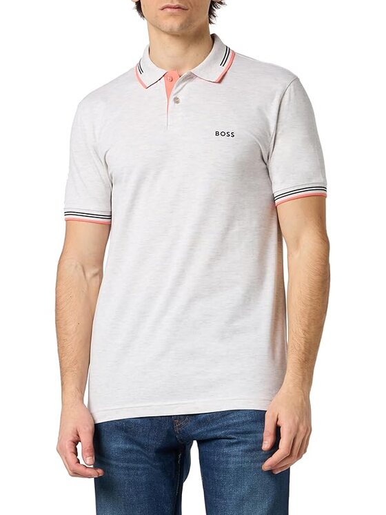 BOSS Boss Polo 50506193-056 Szary Slim Fit