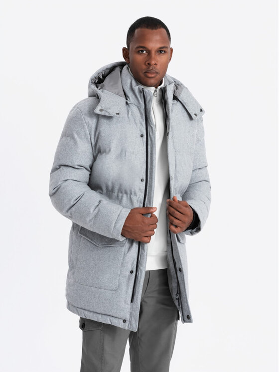 Ombre Ombre Parka OM-JALJ-0217 Szary Regular Fit