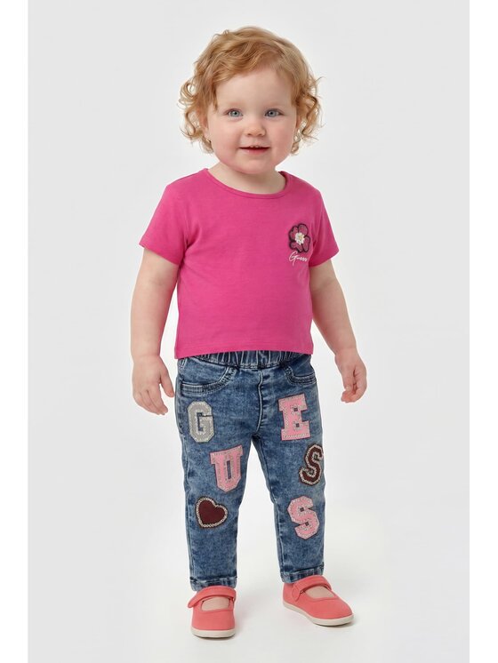 Guess Kids Guess Kids Kalhoty z materiálu 183318 Modrá Regular Fit
