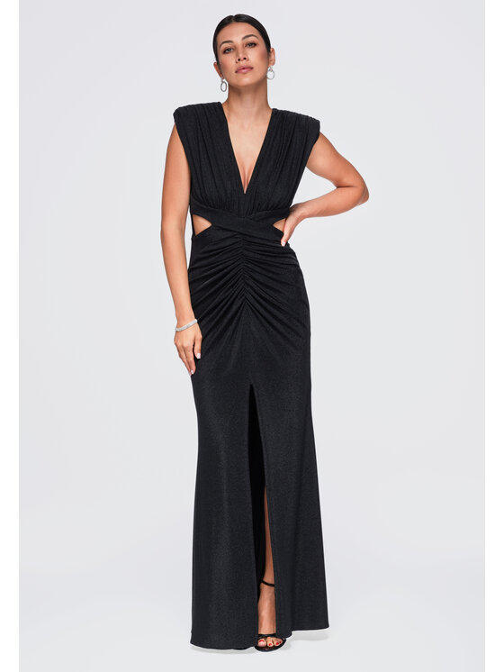 Ombre Ombre Večerní šaty LA-OM-DLR402 Černá Slim Fit