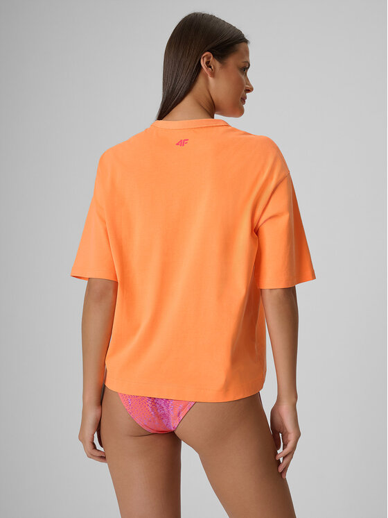 4F 4F T-Shirt BEACHWEAR Pomarańczowy Boxy Fit