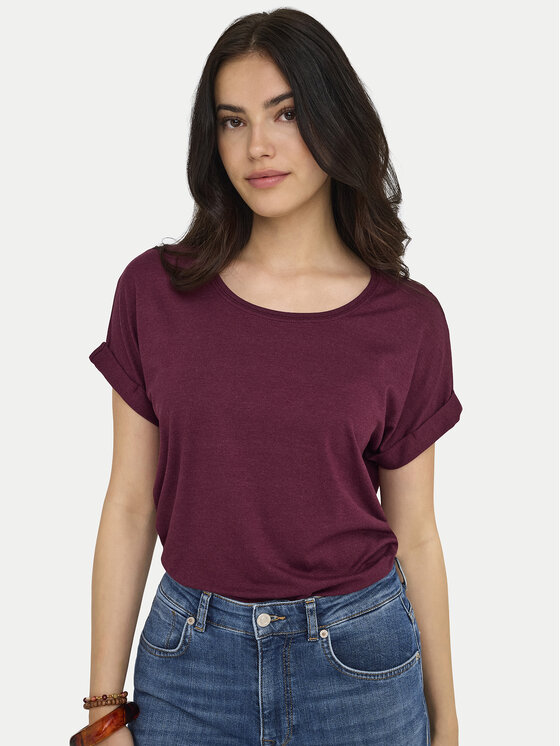ONLY ONLY T-Shirt Moster 15106662 Bordowy Regular Fit