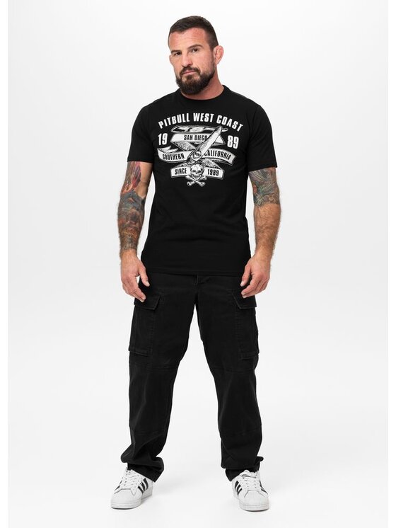 PITBULL PITBULL T-Shirt Koszulka męska Slim Fit OLDSCHOOL RAZOR XL Czarny Regular Fit