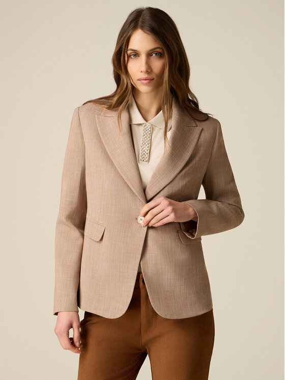 Oltre Oltre Giacca da abito Q025R004655N0S2 Beige Regular Fit