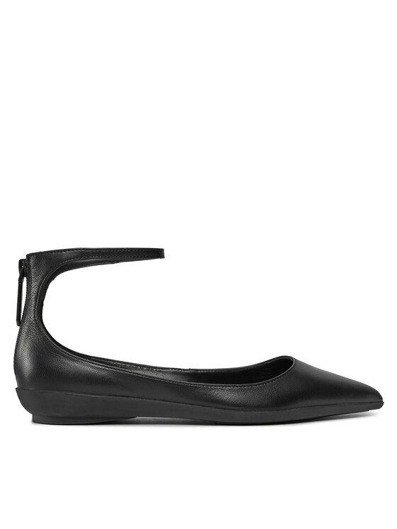 calvin klein chaussures basses wrapped ankle strap ballerina hw0hw01840 noir