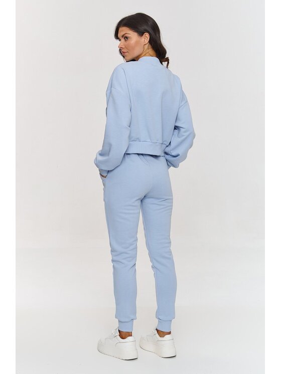 Makadamia Makadamia Komplet bluza, bluzka i spodnie A11 Błękitny Loose Fit