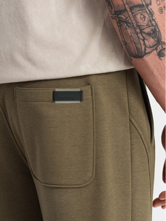 Ombre Ombre Joggers kalhoty OM-PABS-0174 Khaki Regular Fit