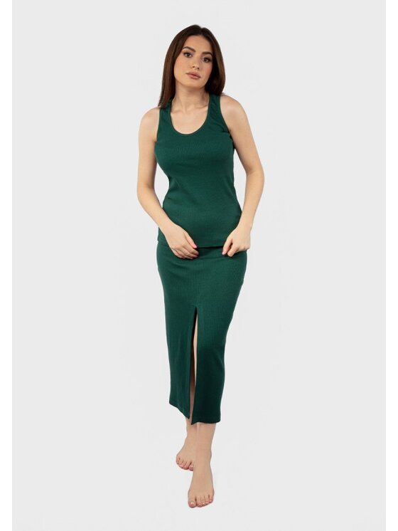 DKaren Sport DKaren Sport Komplet bluzka i spódnica DK-K-P1 Zielony Slim Fit