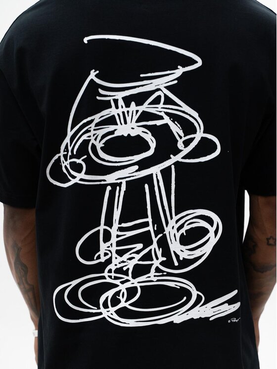 Smerfy Smerfy T-Shirt Szeroka Luźna Gargamel 127667 Czarny Oversize