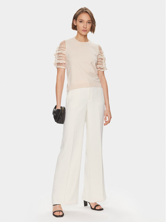 TWINSET TWINSET Spodnie materiałowe 241TP2130 Écru Wide Leg