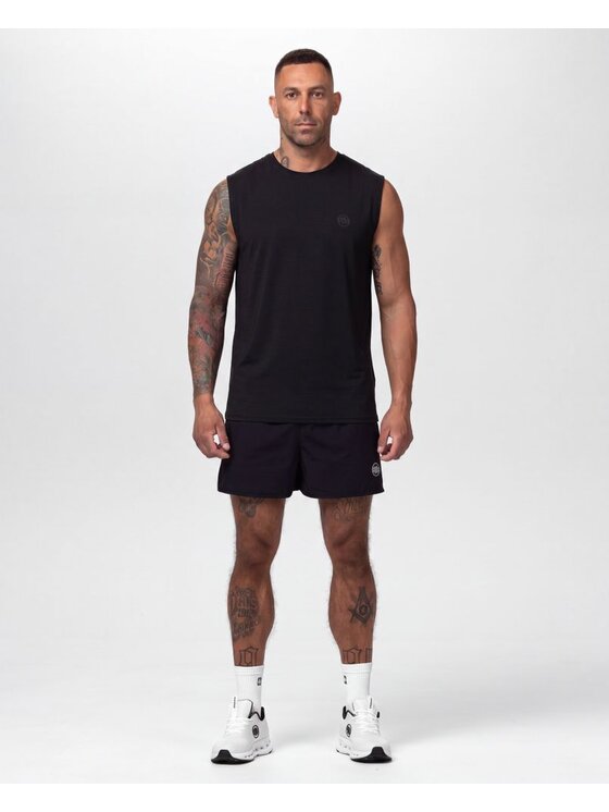 PITBULL PITBULL Koszulka techniczna Casual Sport SMALL LOGO Czarny Regular Fit