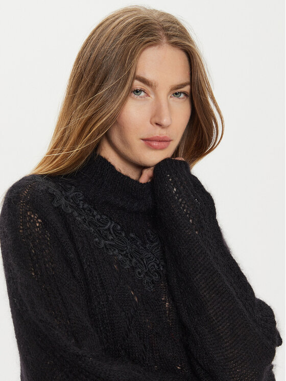 TWINSET TWINSET Rollkragenpullover 242TP3420 Schwarz Loose Fit