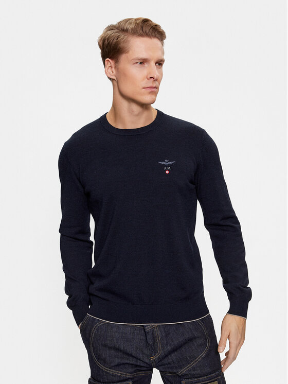 Aeronautica Militare Aeronautica Militare Svetr 232MA1388L415 Tmavomodrá Regular Fit