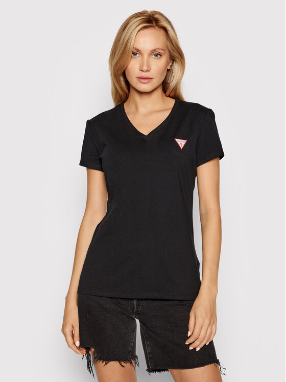 Guess Guess T-Shirt Mini Triangle W1YI1A J1311 Czarny Slim Fit
