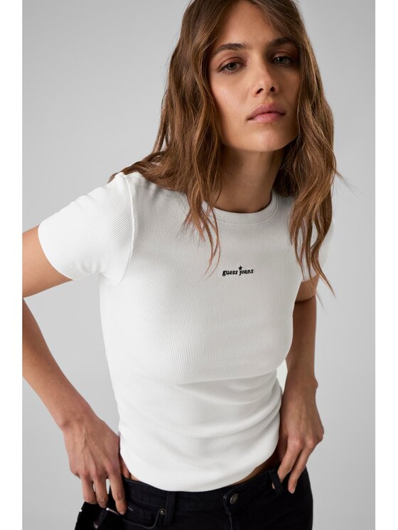 Guess Jeans Guess Jeans Top 183274 Biały Classic Fit