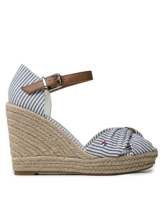 Tommy Hilfiger Espadrile Basic Seersucker High Wedge FW0FW07160 Modra