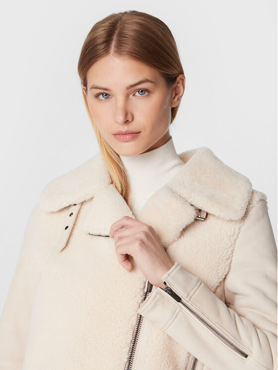 Peserico Peserico Cappotto in shearling S21334C03 Écru Regular Fit