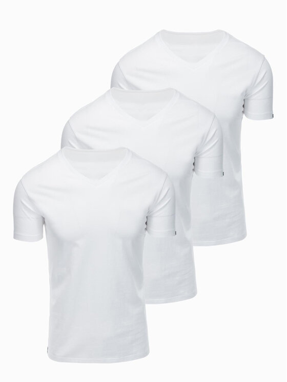 Ombre Ombre Komplet t-shirtów OM-TSBS-0281 Biały Regular Fit