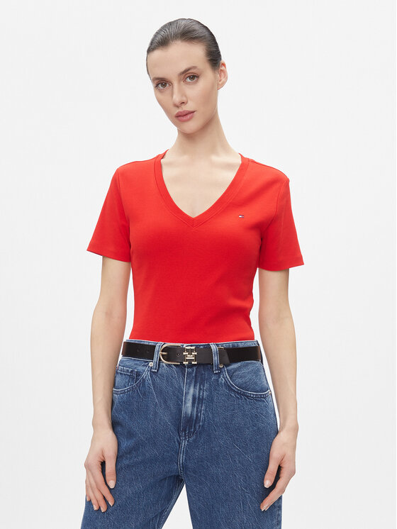 Tommy Hilfiger Tommy Hilfiger Marškinėliai New Cody WW0WW40584 Raudona Slim Fit